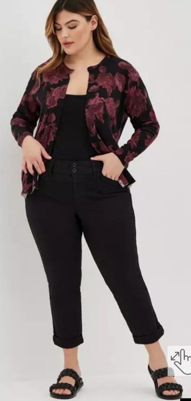 Torrid Women 26 Black Aviator Skinny Stretch Twill Mid Rise Cropped Pant NEW